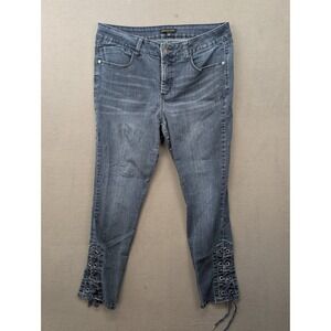 Signature Studio Denim Lace Up Hem Jeans Blue Womens Size 12